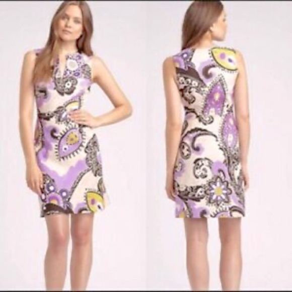 KATE Spade Cream and Purple Floral Paisley Print Sheath Dress Size 4 - Picture 1 of 6
